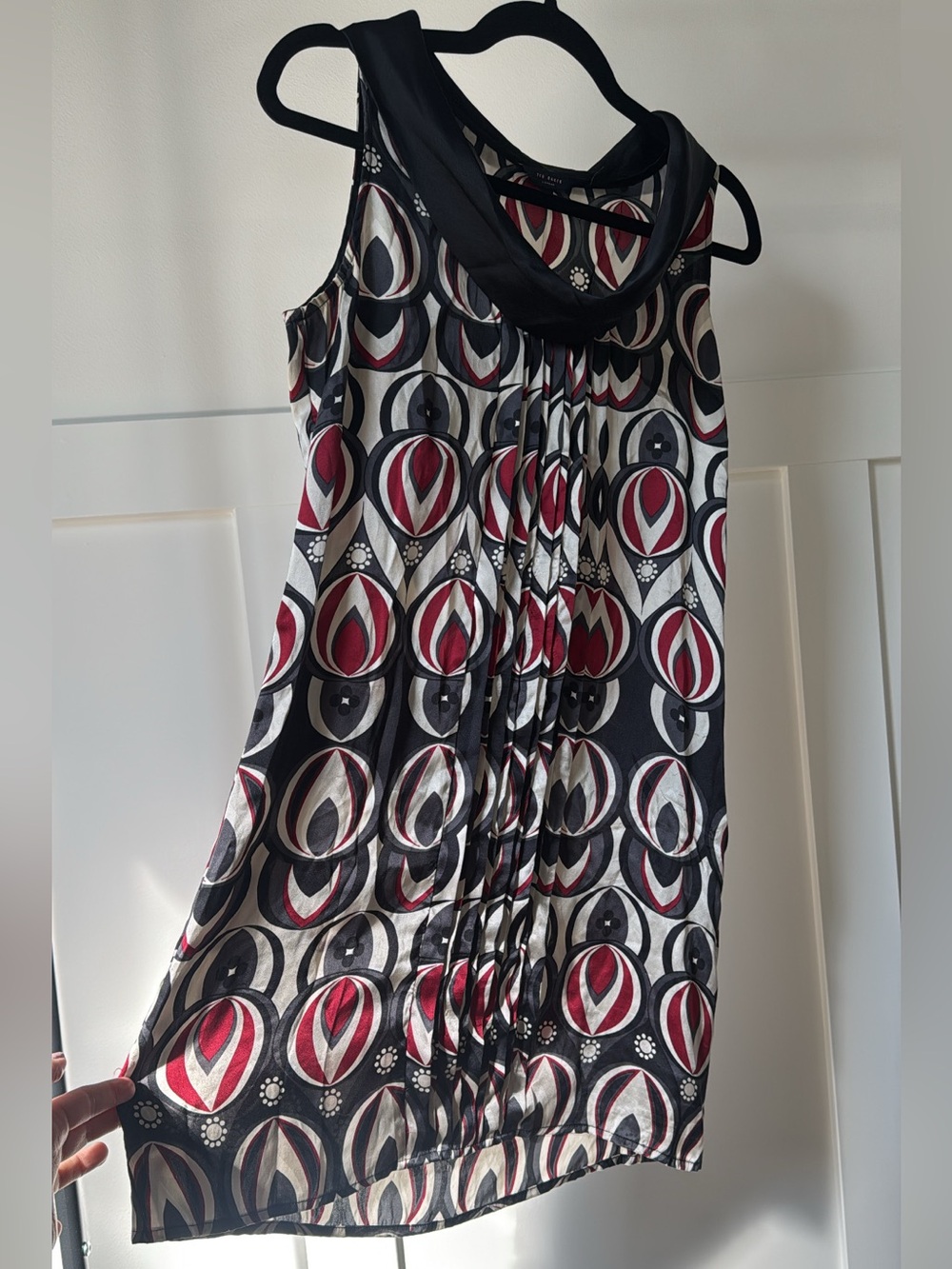 Ted Baker 100% Silk Cowl Neck Sleeveless Geometric Dress - Picture 4 of 10